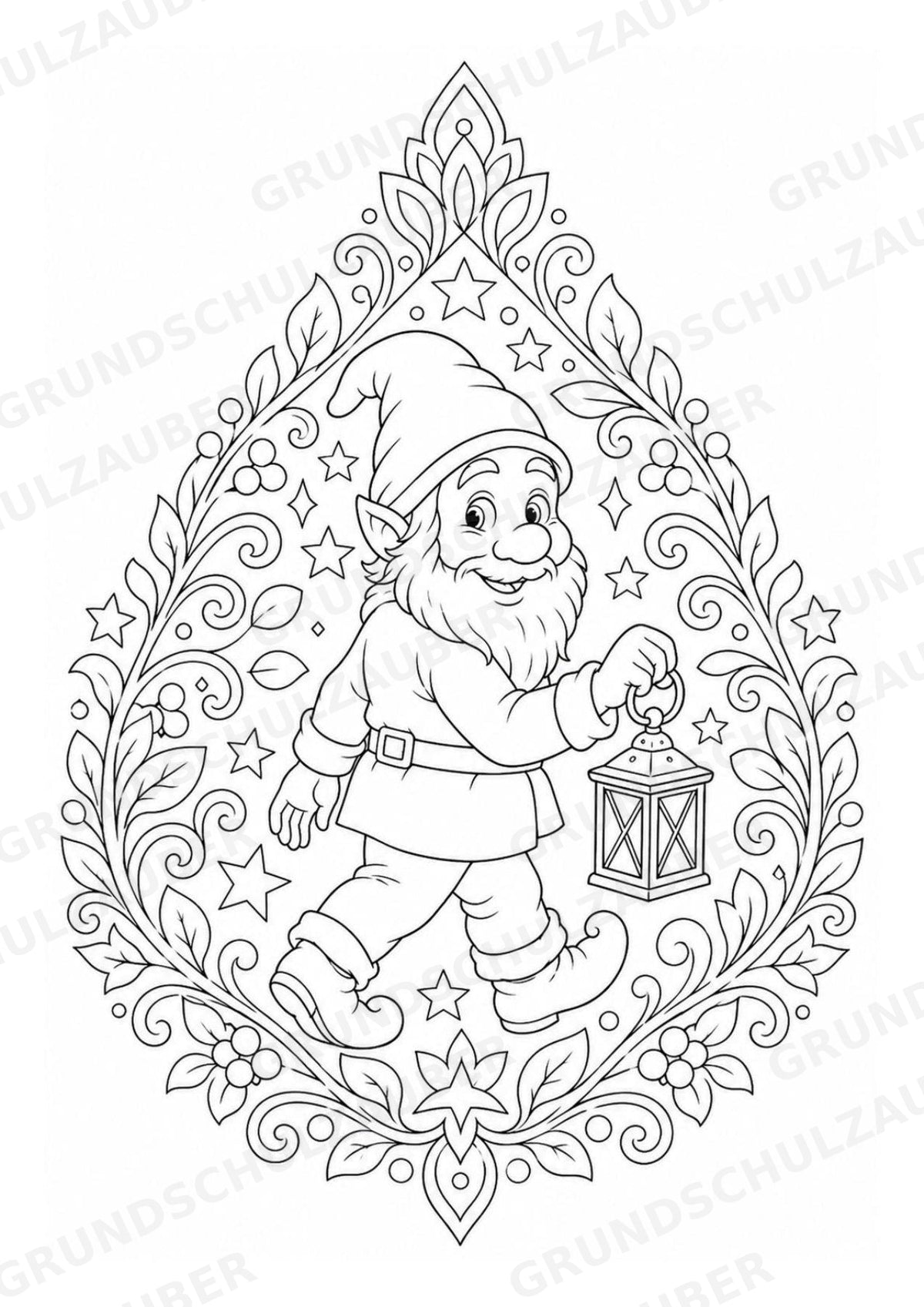Zwerge Mandalas Ausmalbilder – Märchen – 15 Malvorlagen – Materialseite 16