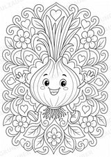 Zwiebel Mandalas Ausmalbilder – Gemüse – 15 Malvorlagen – Materialseite 5