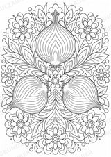 Zwiebel Mandalas Ausmalbilder – Gemüse – 15 Malvorlagen – Materialseite 8
