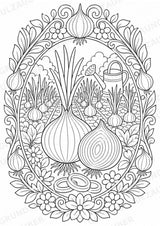 Zwiebel Mandalas Ausmalbilder – Gemüse – 15 Malvorlagen – Materialseite 13