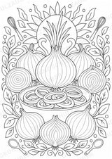 Zwiebel Mandalas Ausmalbilder – Gemüse – 15 Malvorlagen – Materialseite 14