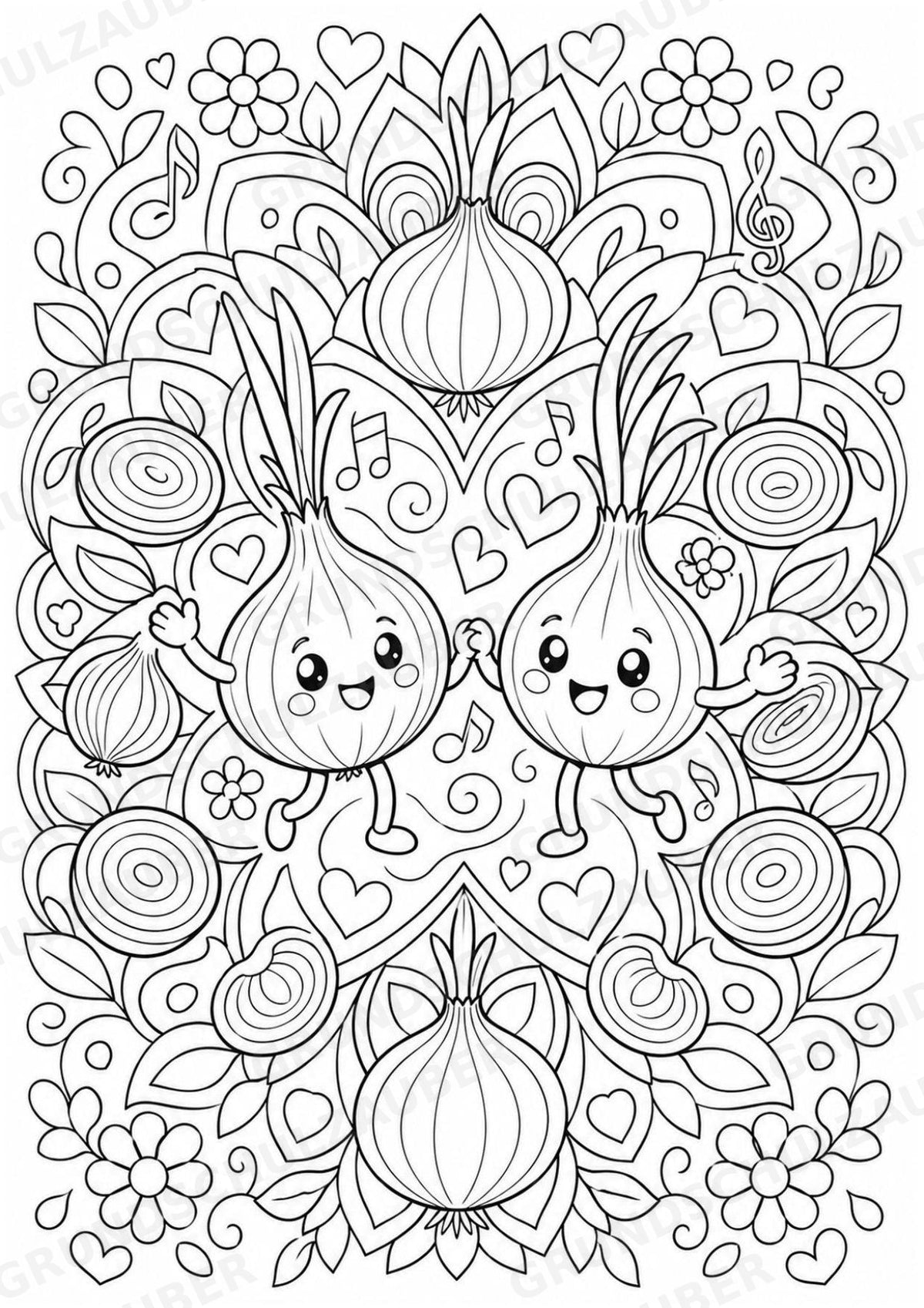 Zwiebel Mandalas Ausmalbilder – Gemüse – 15 Malvorlagen – Materialseite 15