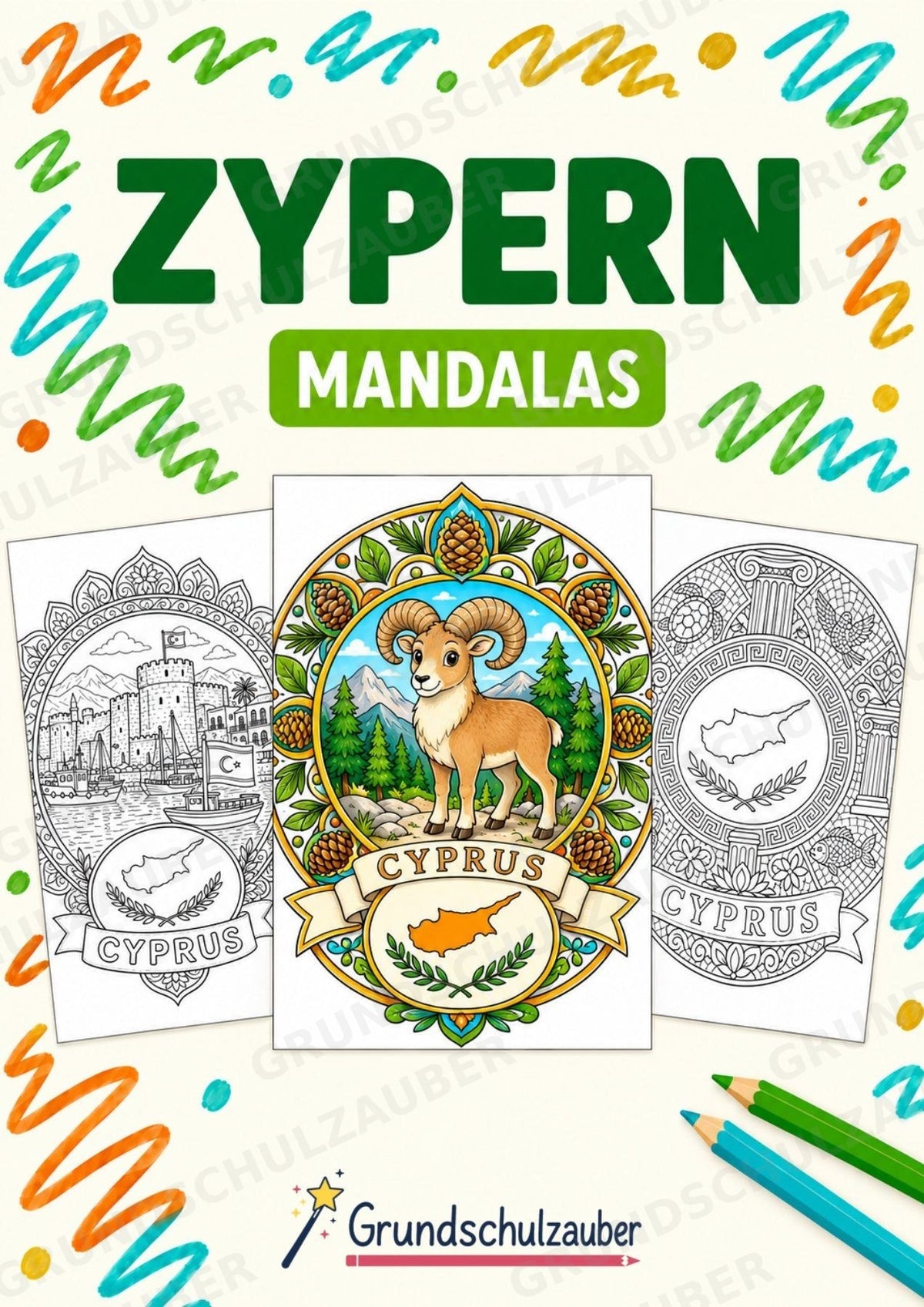 Zypern Mandalas Ausmalbilder – Länder und Kulturen – 15 Malvorlagen – Cover