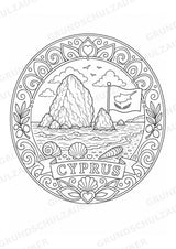 Zypern Mandalas Ausmalbilder – Länder und Kulturen – 15 Malvorlagen – Materialseite 2