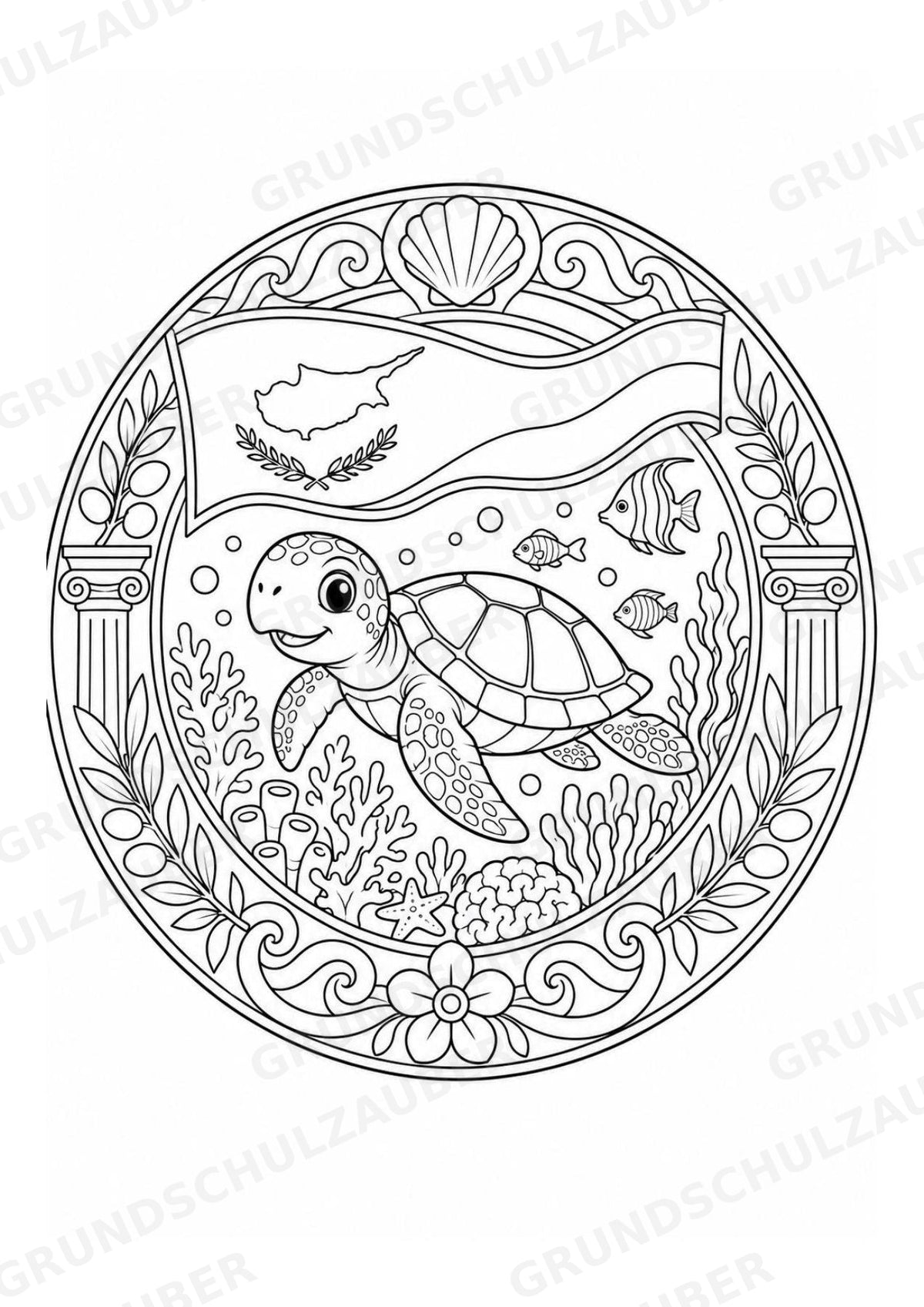 Zypern Mandalas Ausmalbilder – Länder und Kulturen – 15 Malvorlagen – Materialseite 8