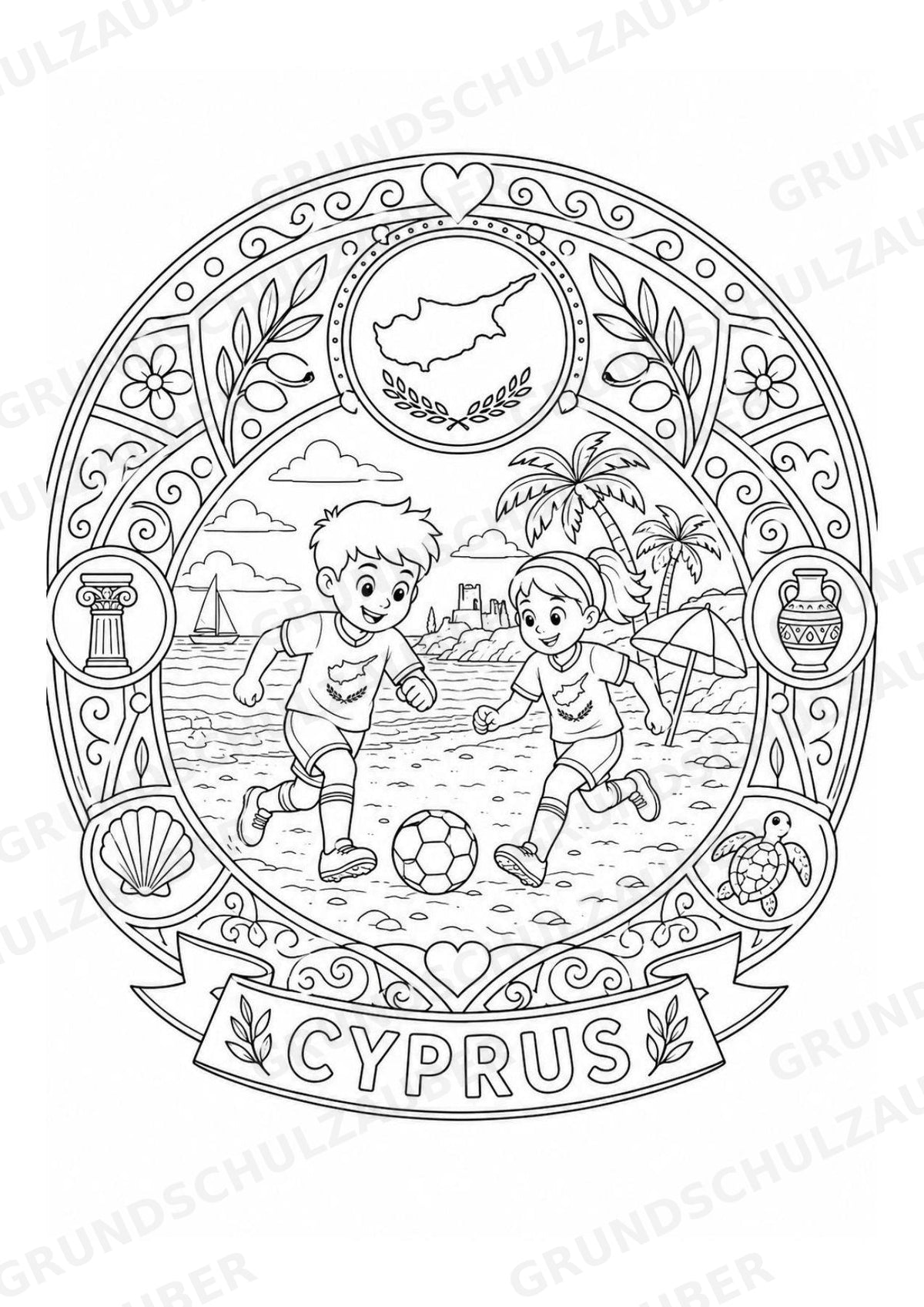 Zypern Mandalas Ausmalbilder – Länder und Kulturen – 15 Malvorlagen – Materialseite 10