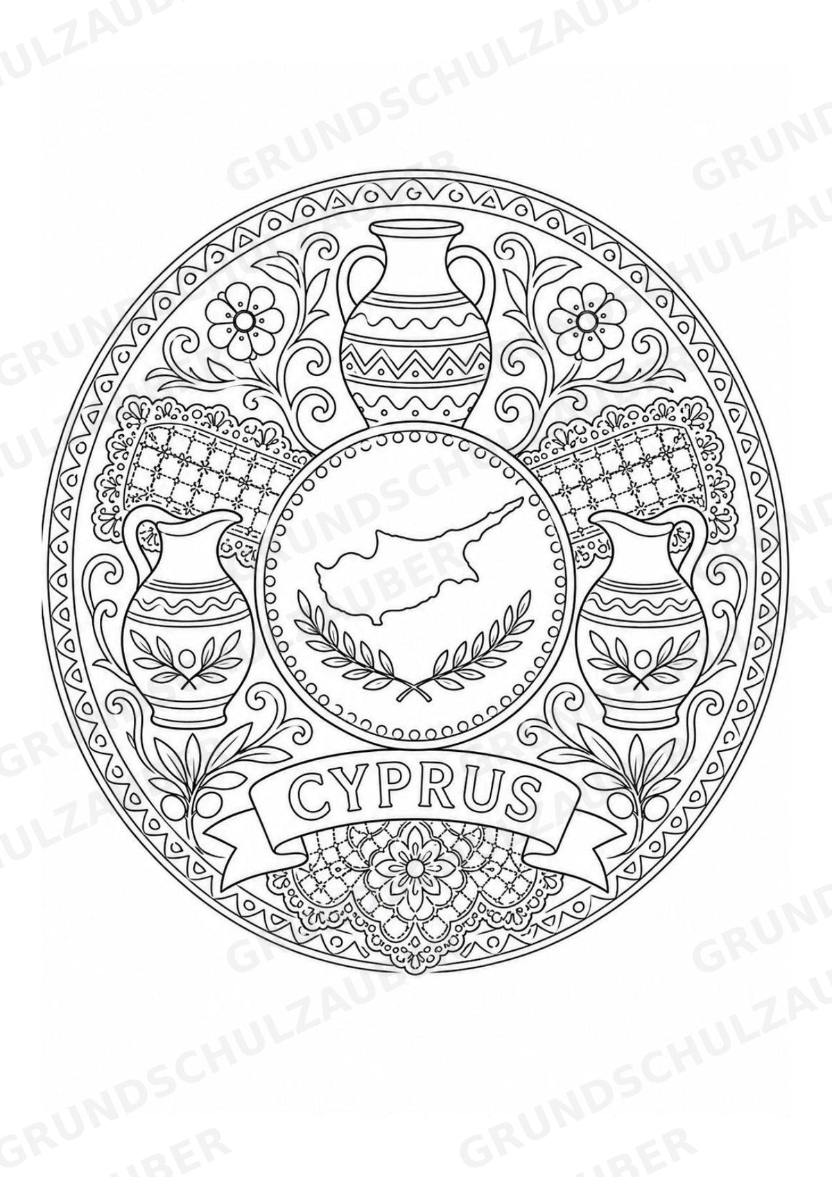 Zypern Mandalas Ausmalbilder – Länder und Kulturen – 15 Malvorlagen – Materialseite 11