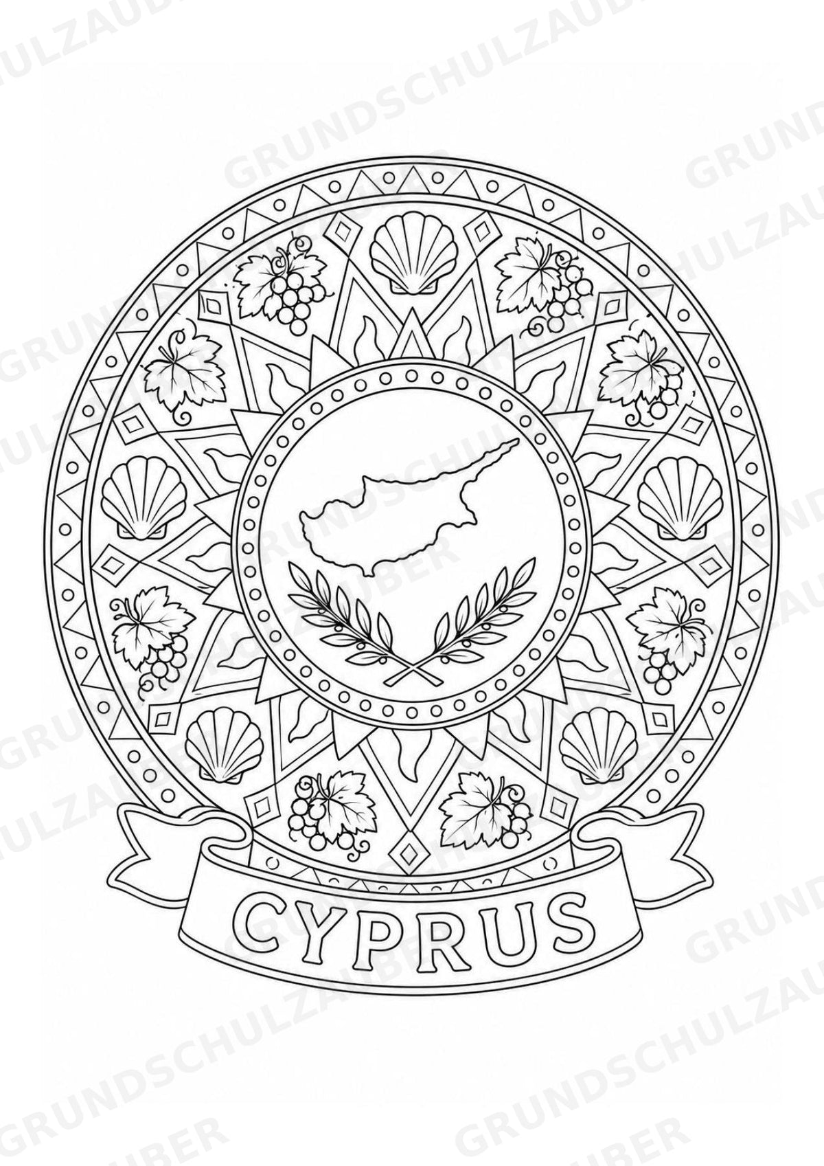 Zypern Mandalas Ausmalbilder – Länder und Kulturen – 15 Malvorlagen – Materialseite 13