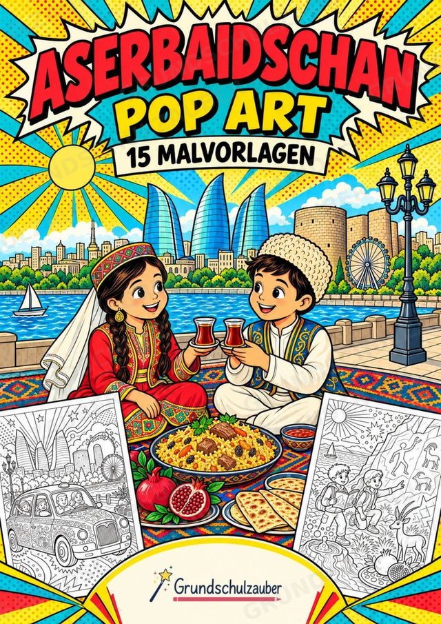 Aserbaidschan POP Art Ausmalbilder 15 Malvorlagen – Cover
