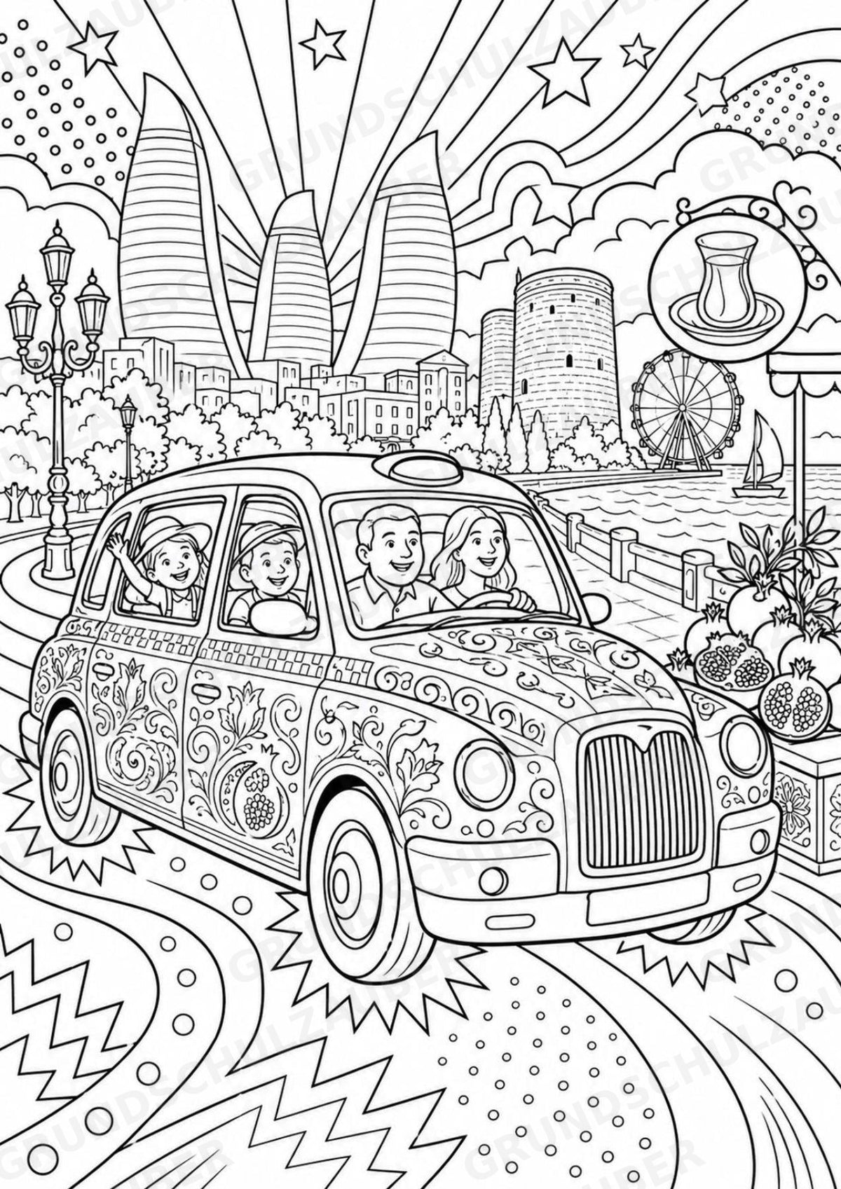 Aserbaidschan POP Art Ausmalbilder 15 Malvorlagen – Materialseite 3