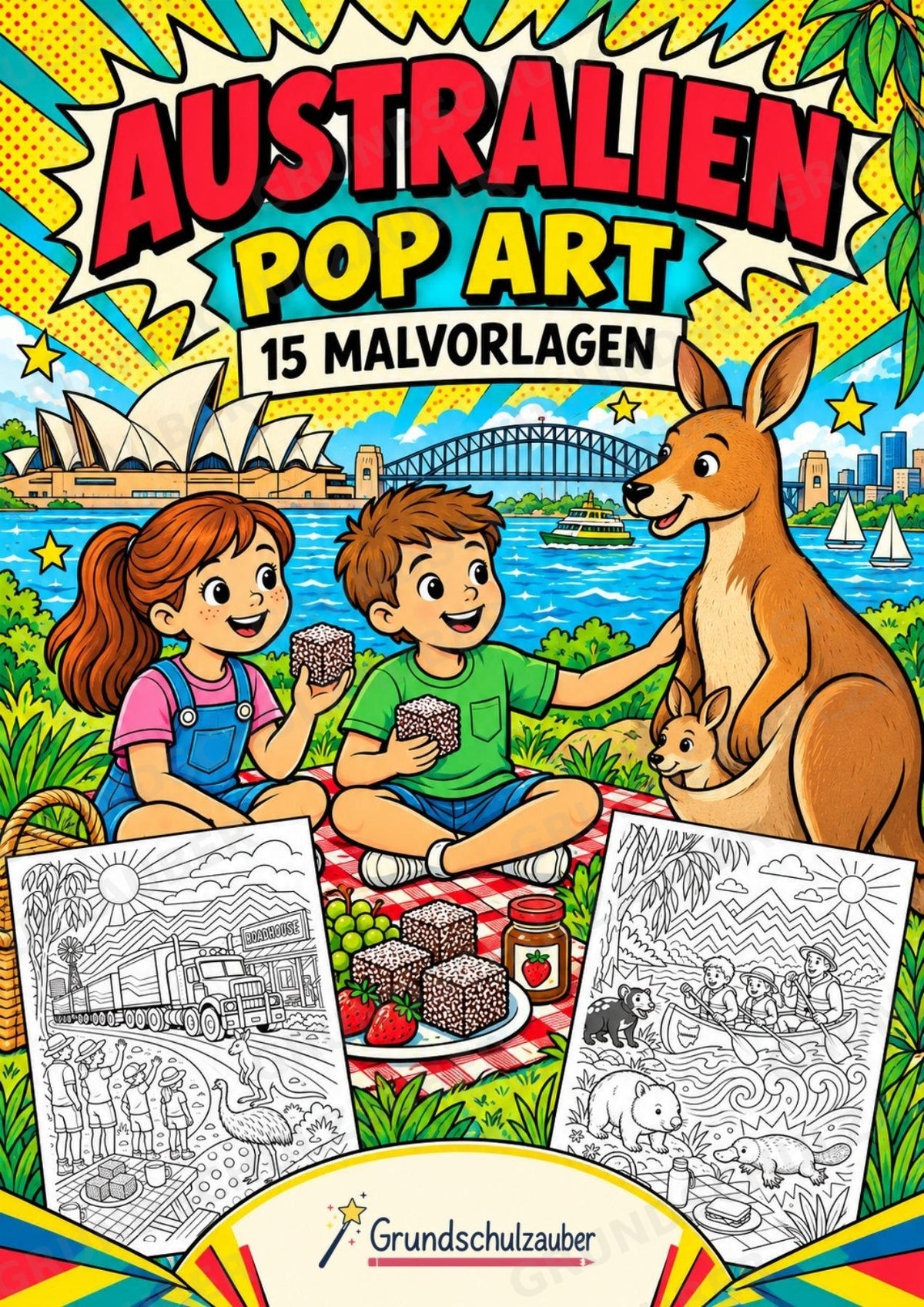 Australien POP Art Ausmalbilder 15 Malvorlagen – Cover