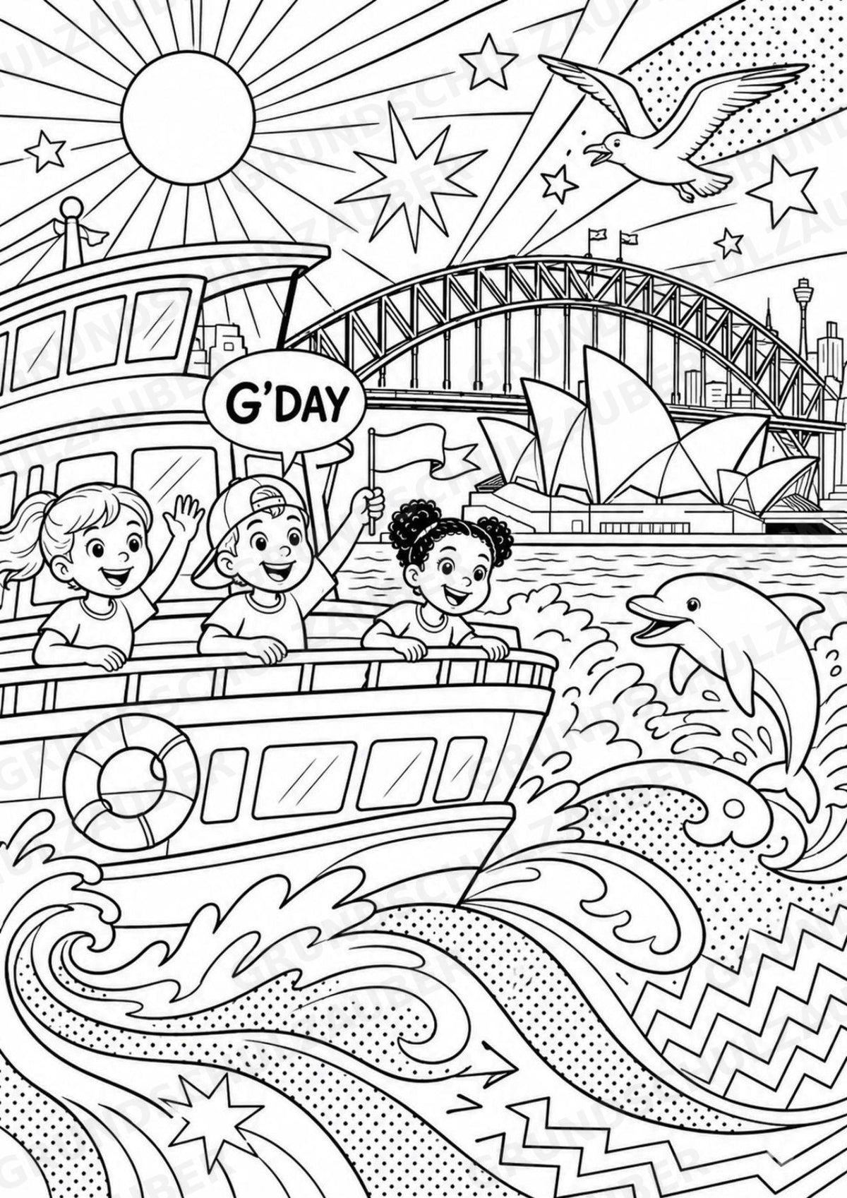 Australien POP Art Ausmalbilder 15 Malvorlagen – Materialseite 12