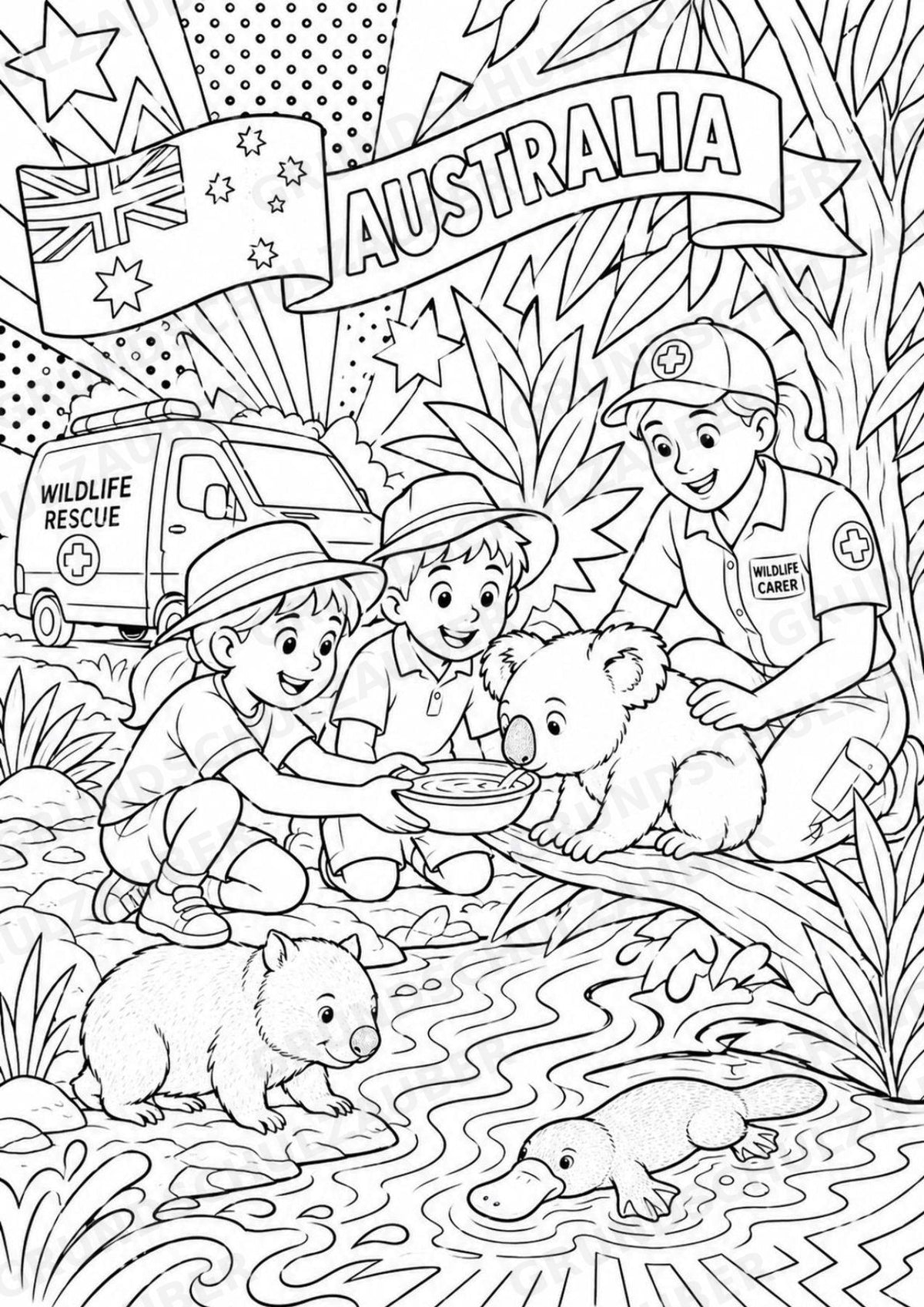Australien POP Art Ausmalbilder 15 Malvorlagen – Materialseite 15