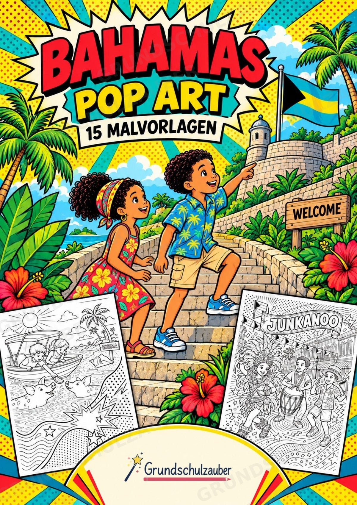 Bahamas POP Art Ausmalbilder 15 Malvorlagen – Cover