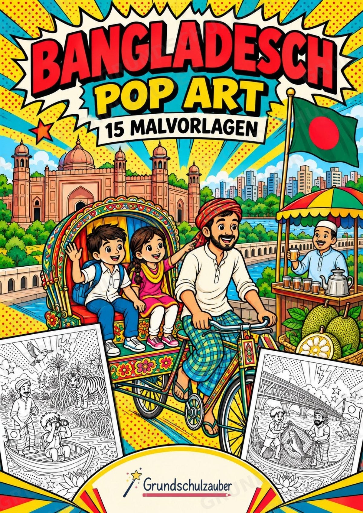 Bangladesch POP Art Ausmalbilder 15 Malvorlagen – Cover