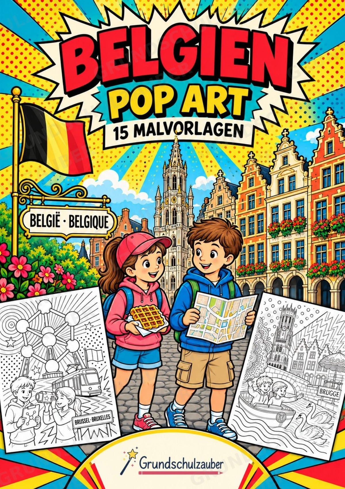 Belgien POP Art Ausmalbilder 15 Malvorlagen – Cover
