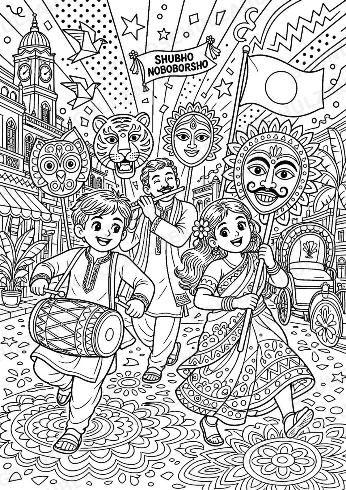 Bangladesch POP Art Ausmalbilder 15 Malvorlagen – Materialseite 8