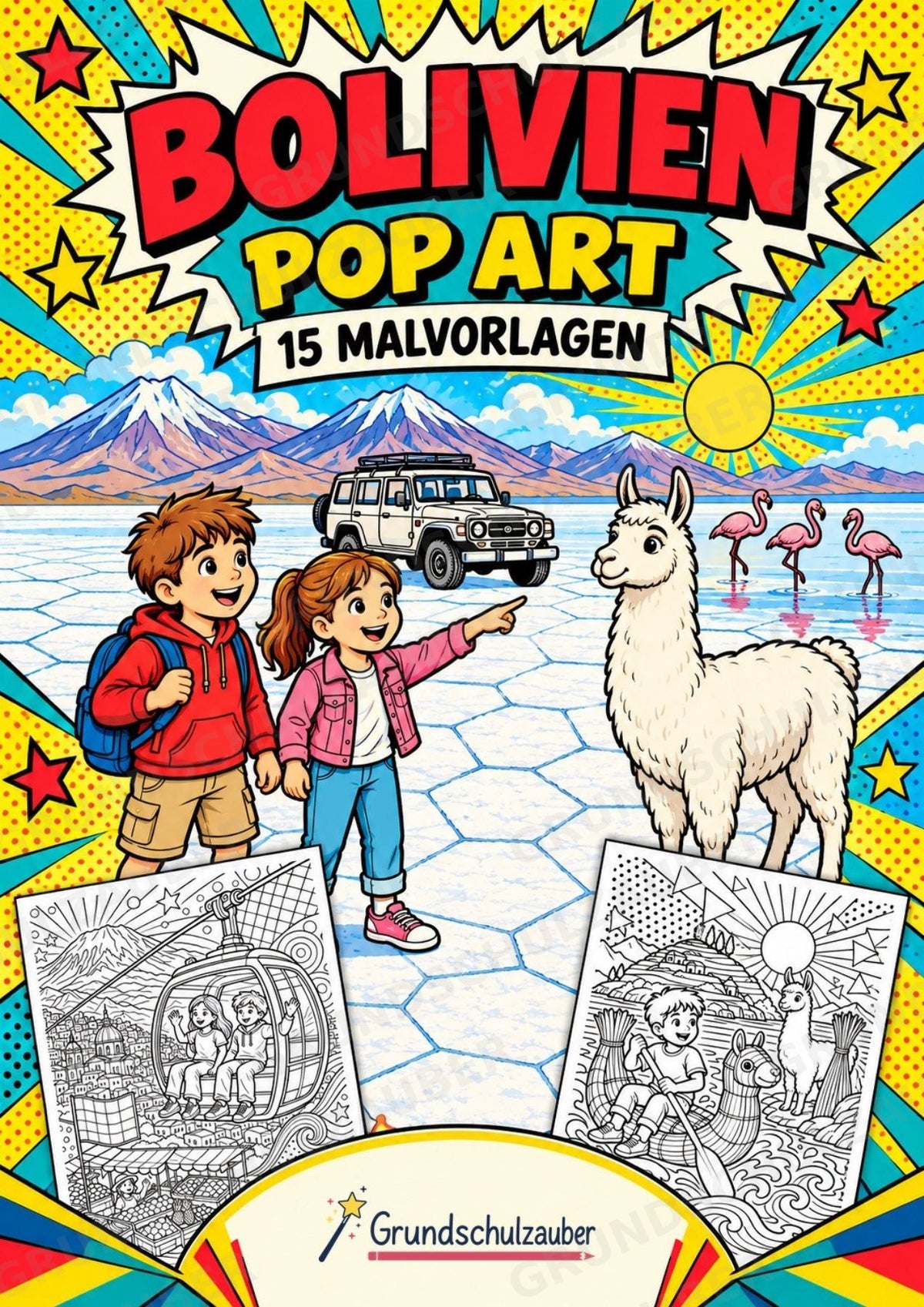 Bolivien POP Art Ausmalbilder 15 Malvorlagen – Cover