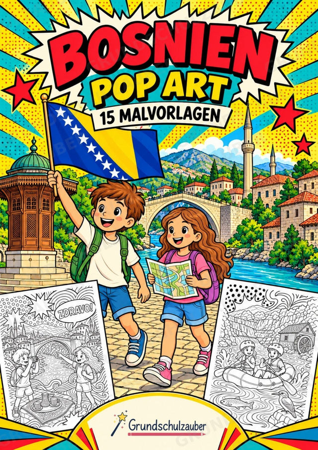 Bosnien POP Art Ausmalbilder 15 Malvorlagen – Cover