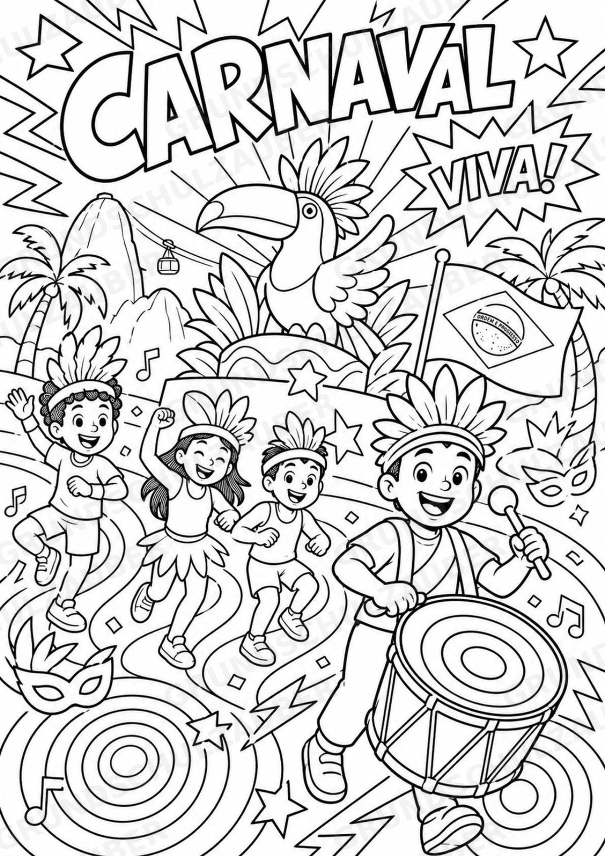 Brasilien POP Art Ausmalbilder 15 Malvorlagen – Materialseite 3