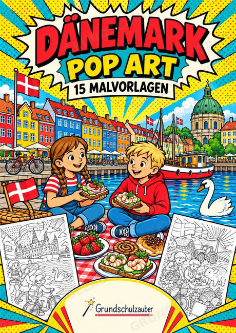 Dänemark POP Art Ausmalbilder 15 Malvorlagen – Cover