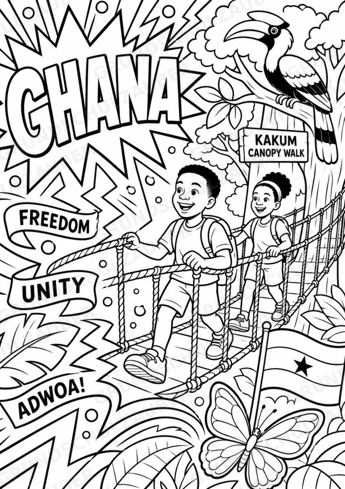 Ghana POP Art Ausmalbilder 15 Malvorlagen – Materialseite 3