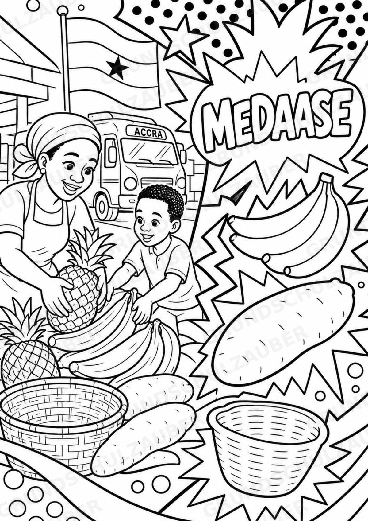 Ghana POP Art Ausmalbilder 15 Malvorlagen – Materialseite 11