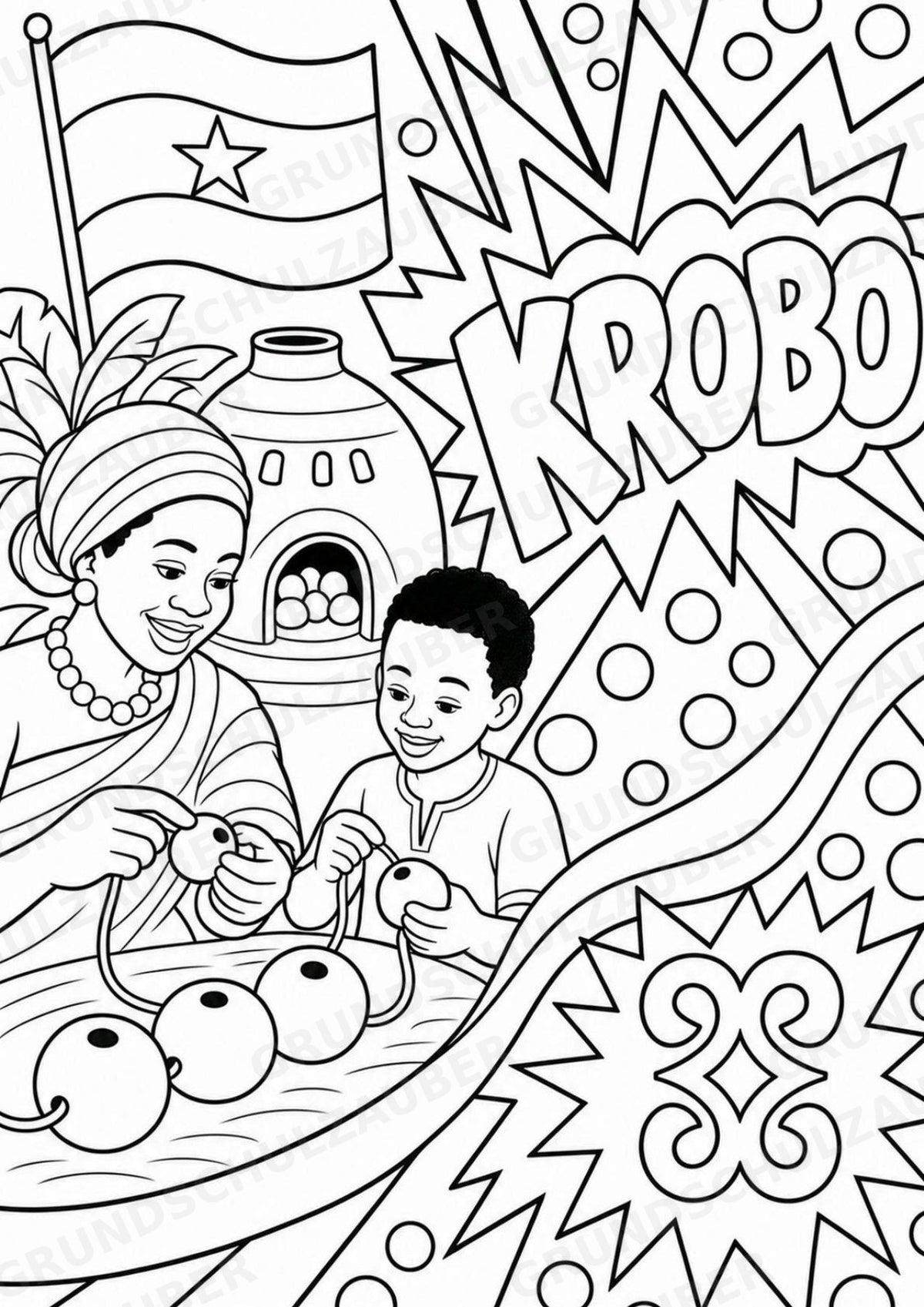 Ghana POP Art Ausmalbilder 15 Malvorlagen – Materialseite 15
