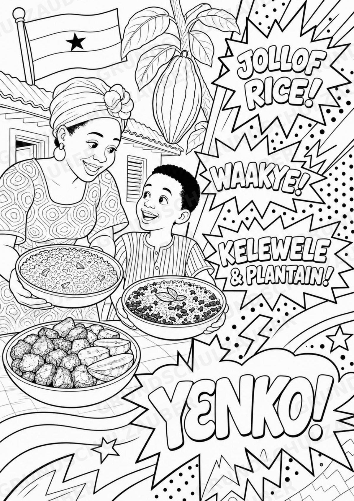 Ghana POP Art Ausmalbilder 15 Malvorlagen – Materialseite 16