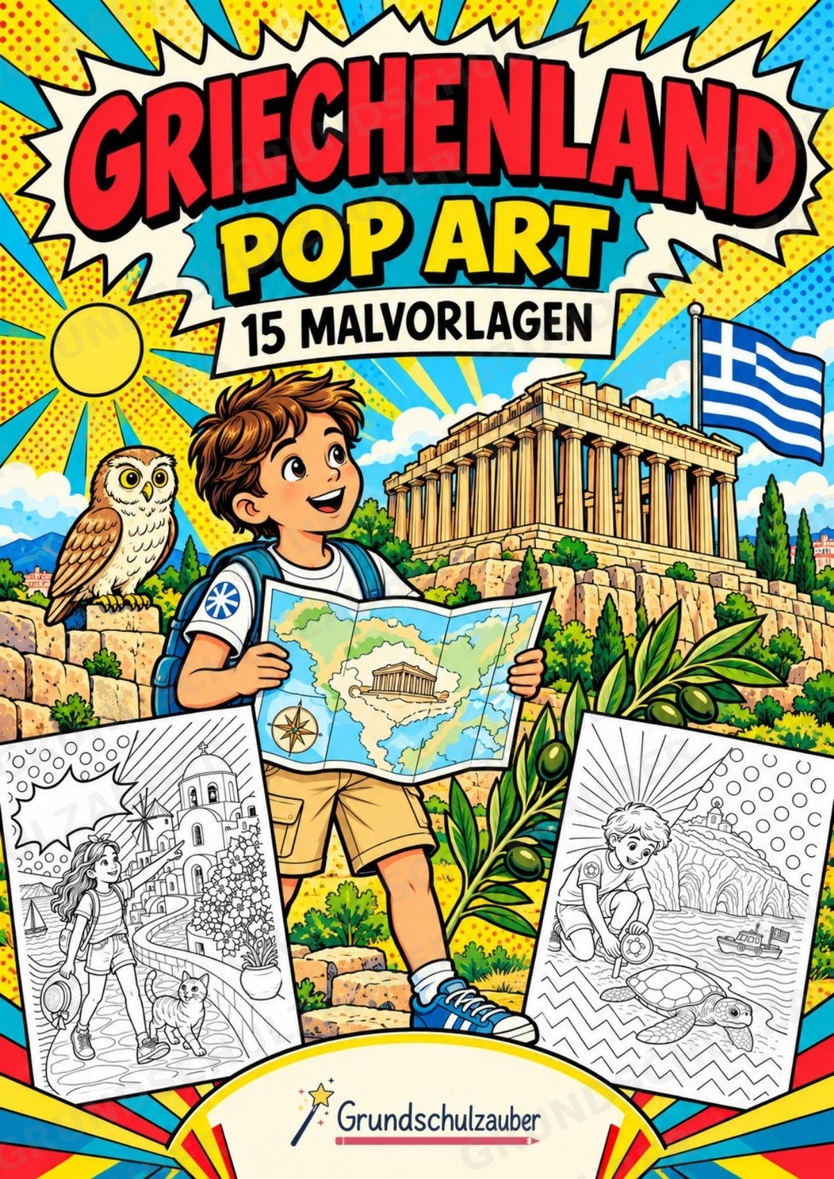 Griechenland POP Art Ausmalbilder 15 Malvorlagen – Cover