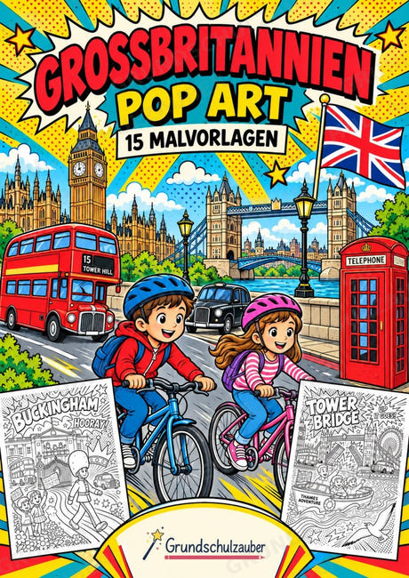Großbritannien POP Art Ausmalbilder 15 Malvorlagen – Cover