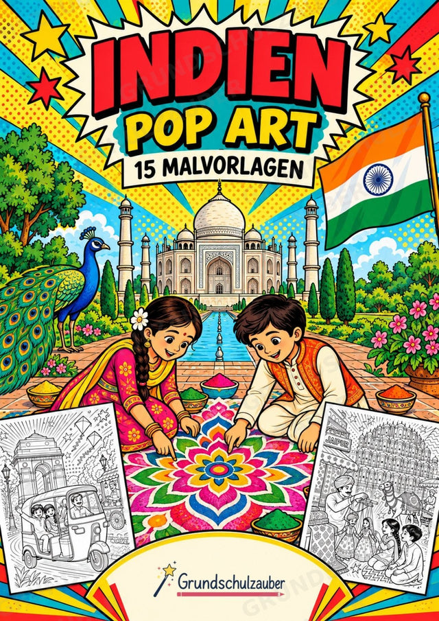 Indien POP Art Ausmalbilder 15 Malvorlagen – Cover
