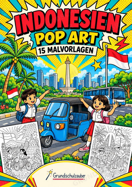 Indonesien POP Art Ausmalbilder 15 Malvorlagen – Cover