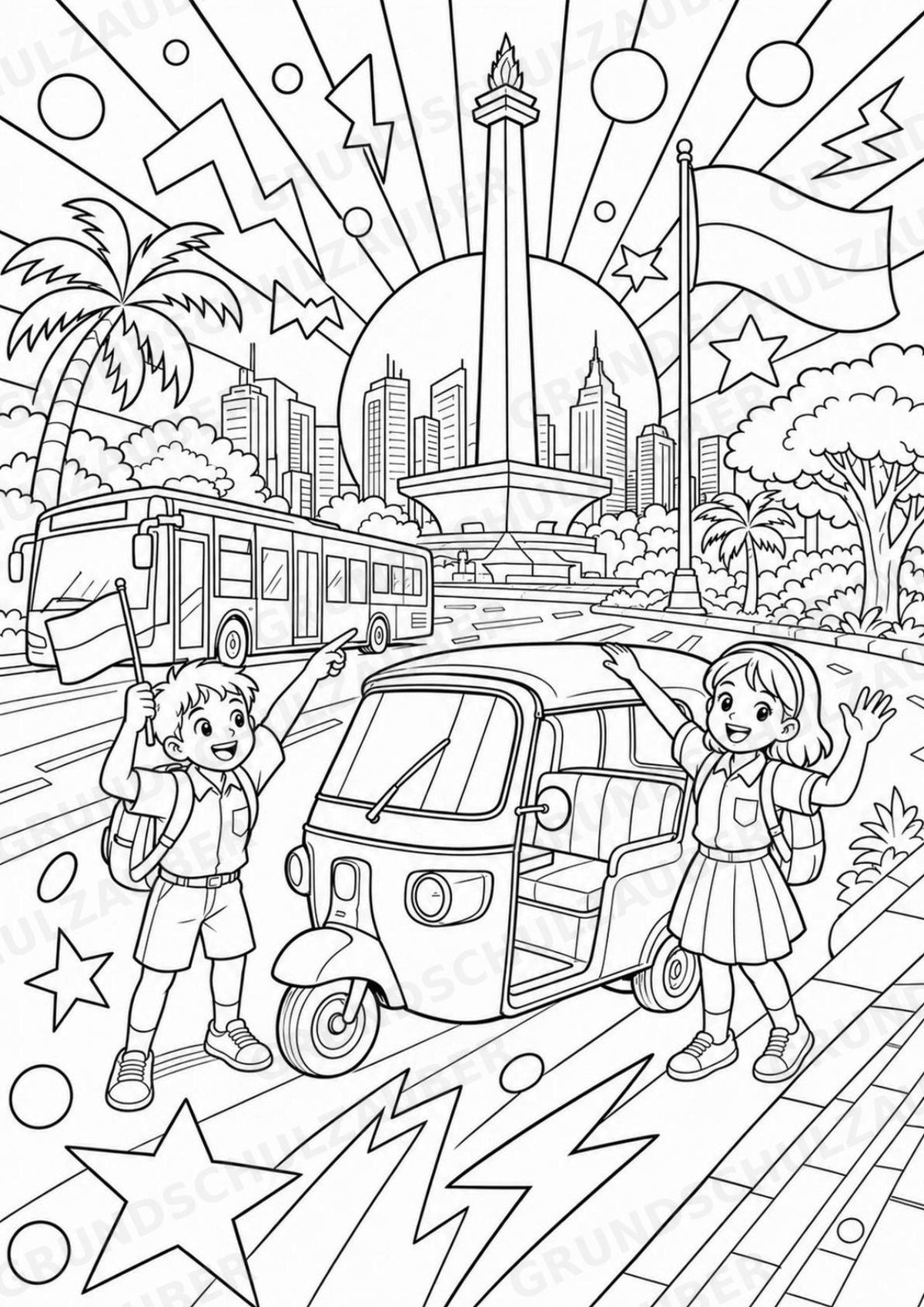 Indonesien POP Art Ausmalbilder 15 Malvorlagen – Materialseite 2