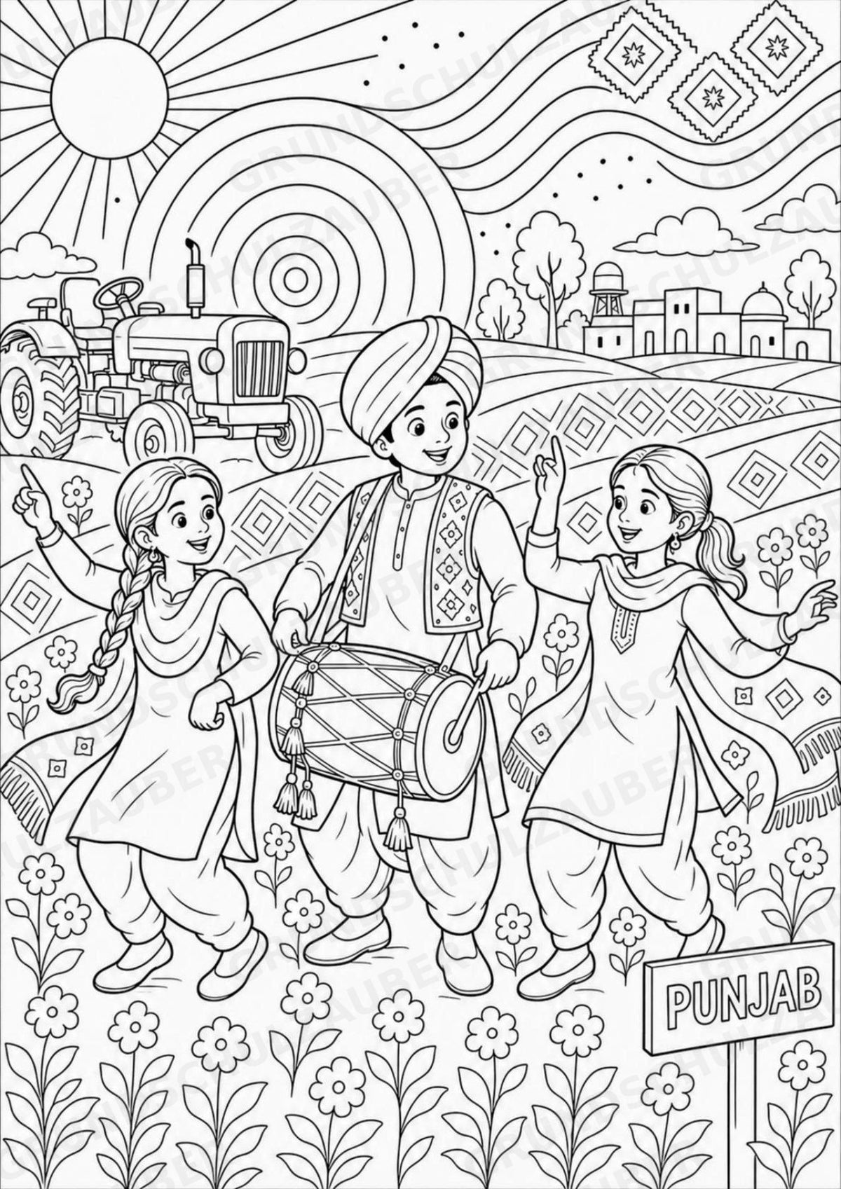 Indien POP Art Ausmalbilder 15 Malvorlagen – Materialseite 9