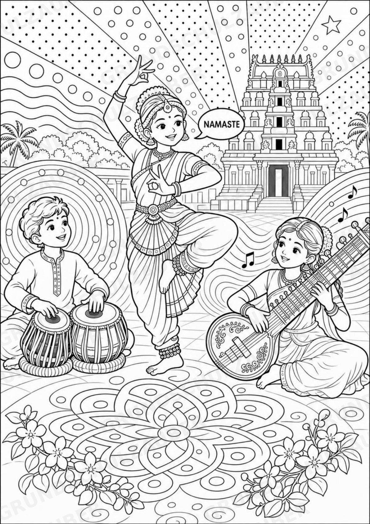 Indien POP Art Ausmalbilder 15 Malvorlagen – Materialseite 13