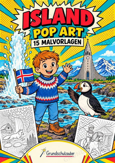 Island POP Art Ausmalbilder 15 Malvorlagen – Cover