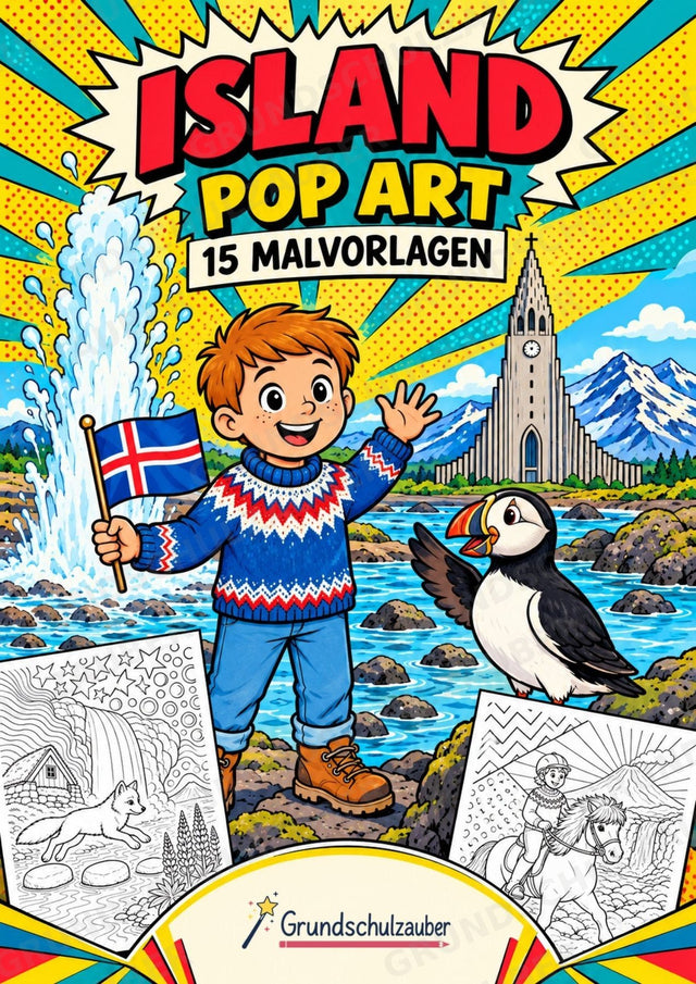 Island POP Art Ausmalbilder 15 Malvorlagen – Cover