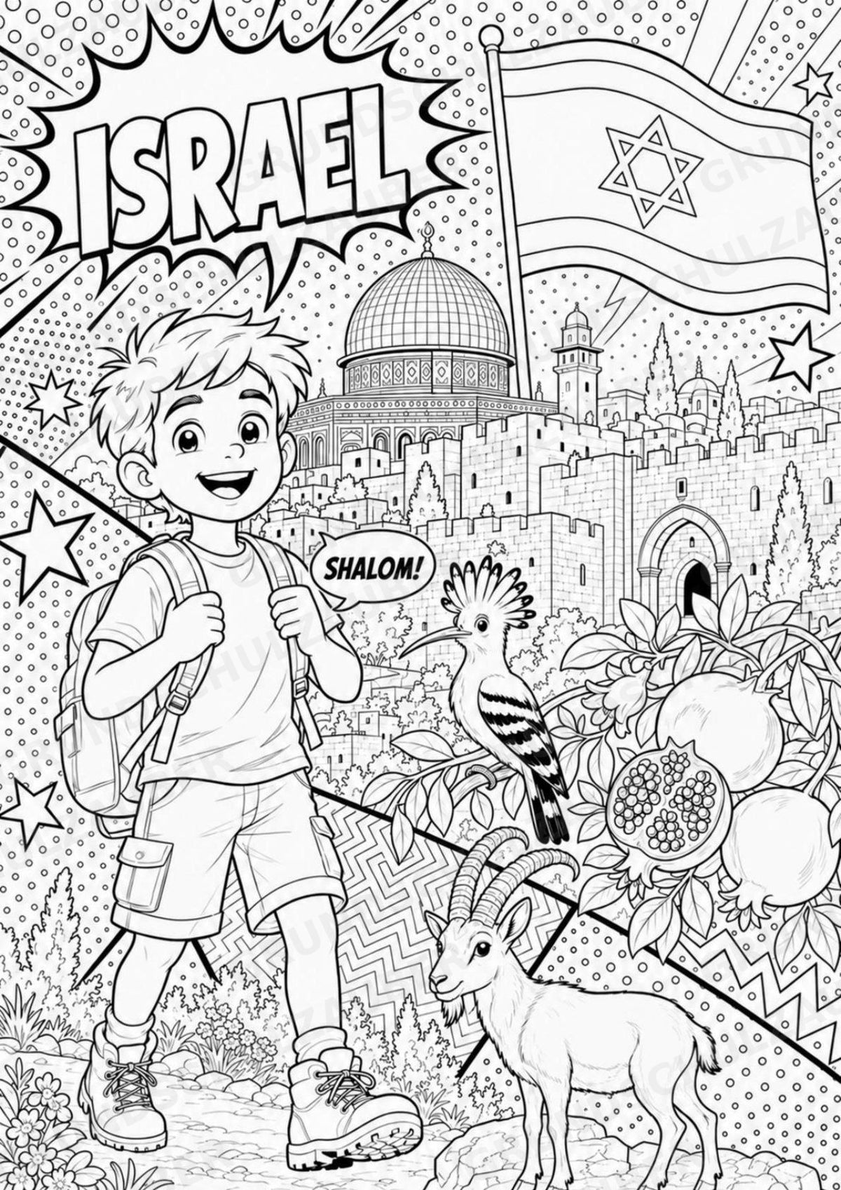 Israel POP Art Ausmalbilder 15 Malvorlagen – Materialseite 2