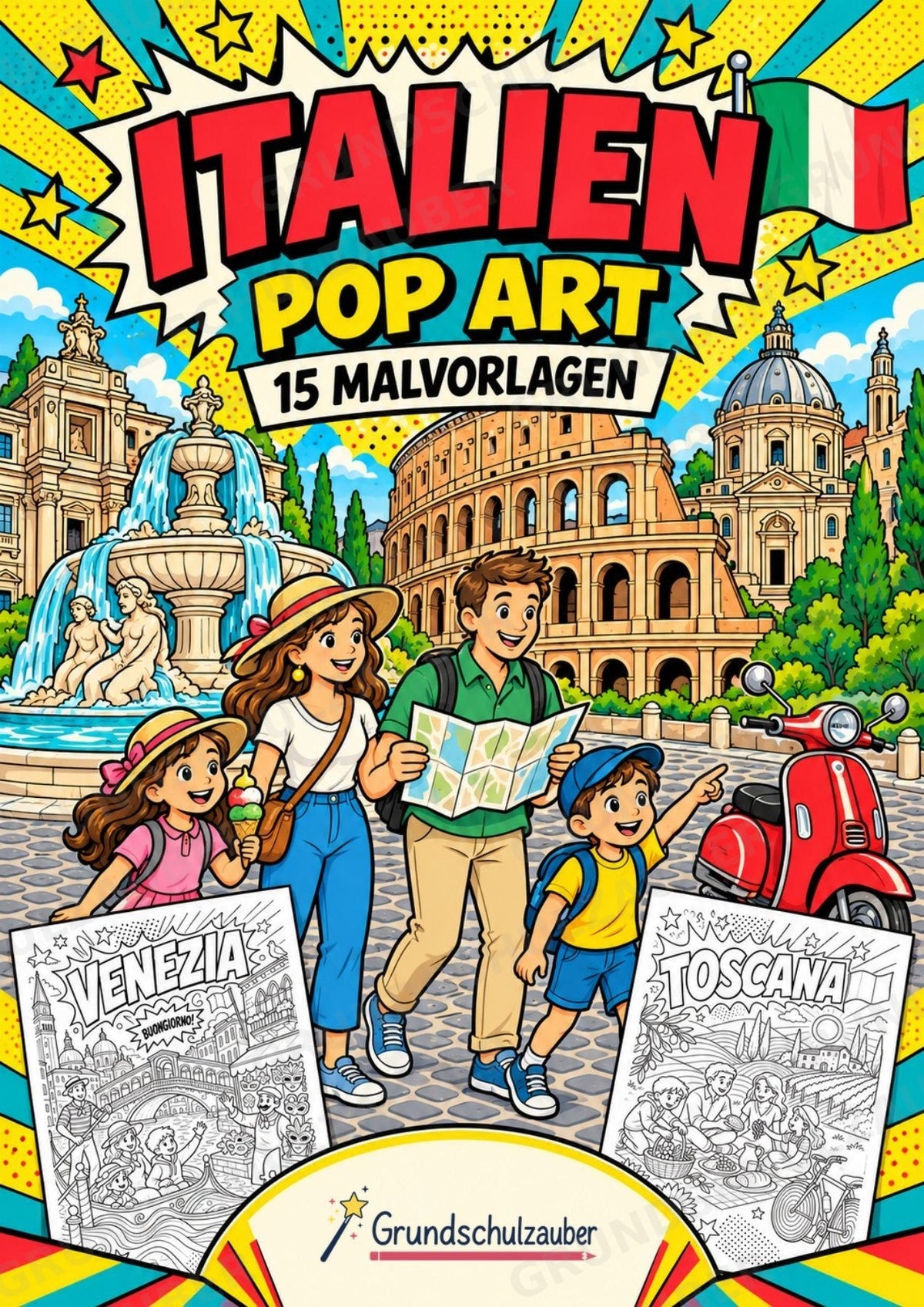 Italien POP Art Ausmalbilder 15 Malvorlagen – Cover