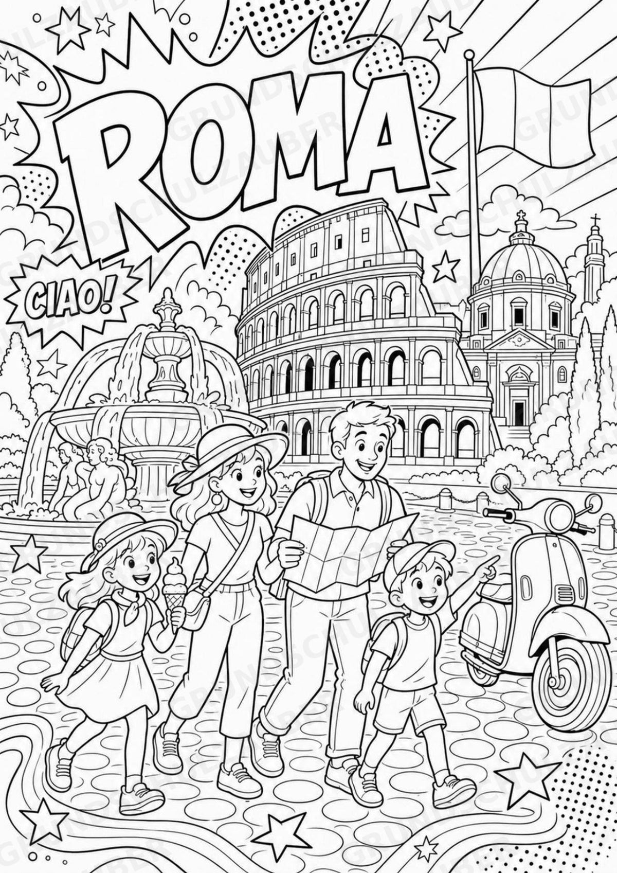 Italien POP Art Ausmalbilder 15 Malvorlagen – Materialseite 2