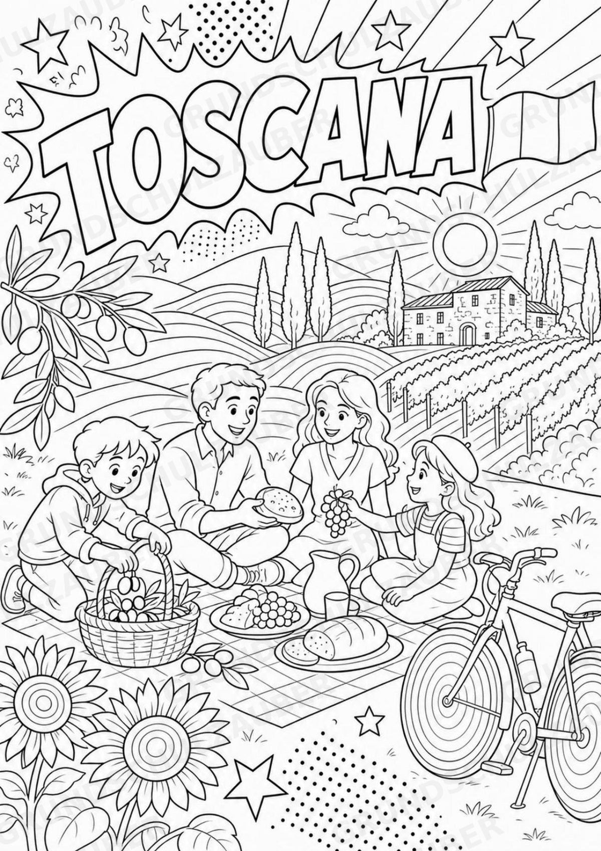 Italien POP Art Ausmalbilder 15 Malvorlagen – Materialseite 4