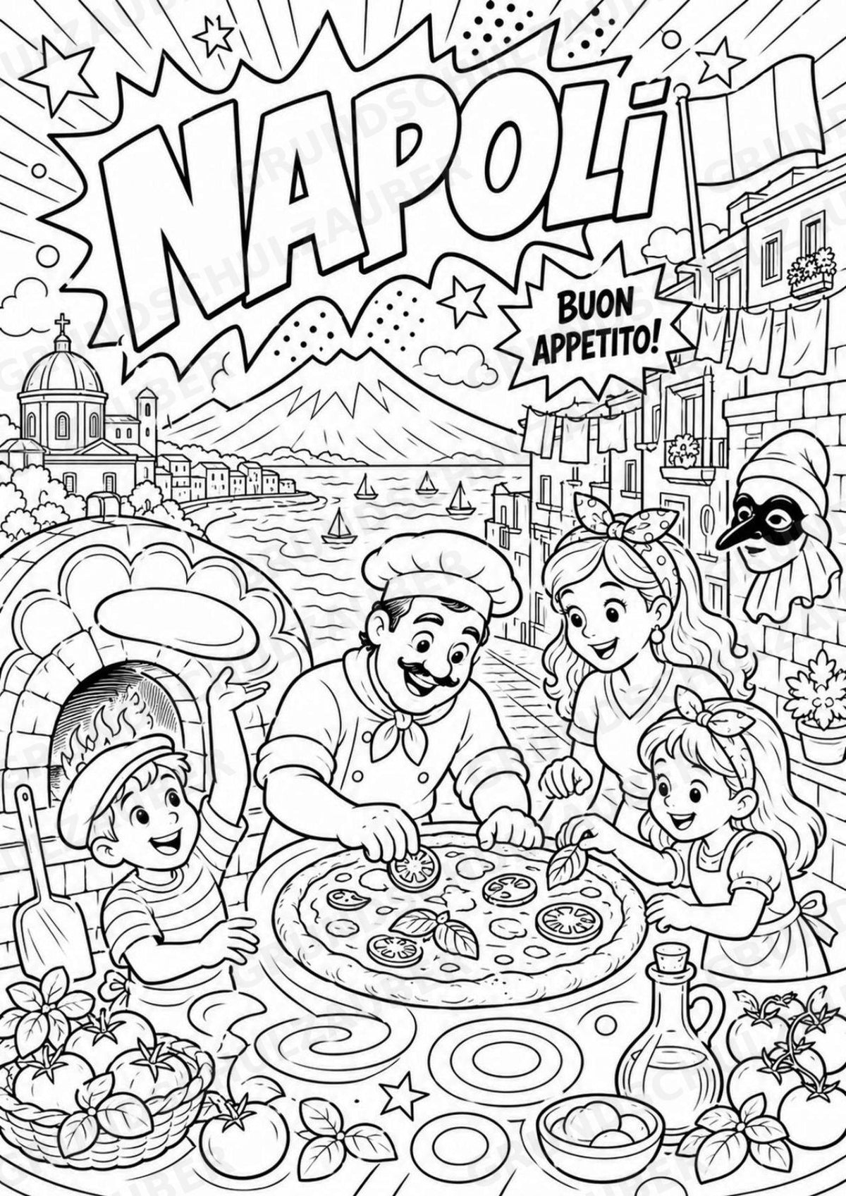 Italien POP Art Ausmalbilder 15 Malvorlagen – Materialseite 7