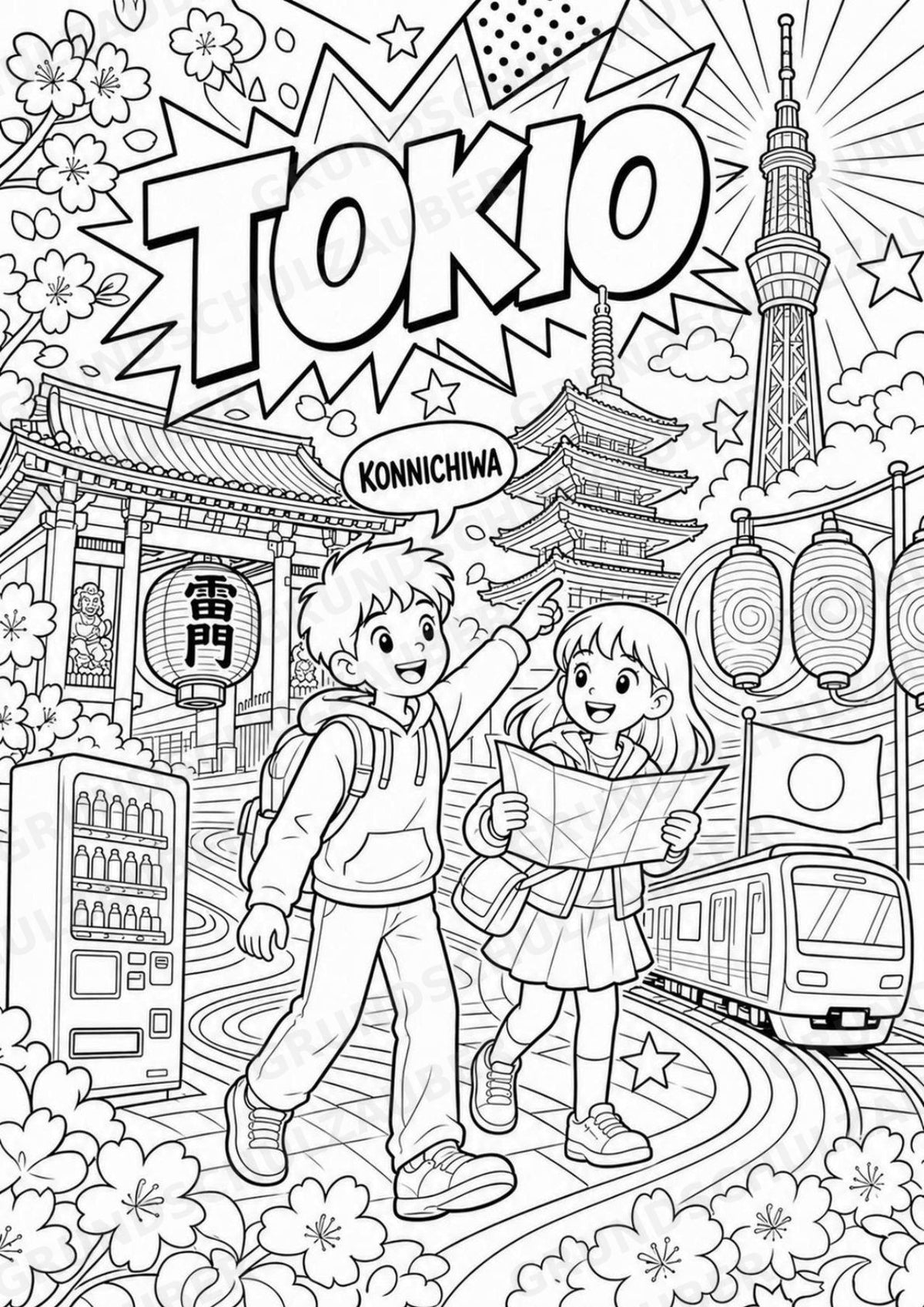 Japan POP Art Ausmalbilder 15 Malvorlagen – Materialseite 2