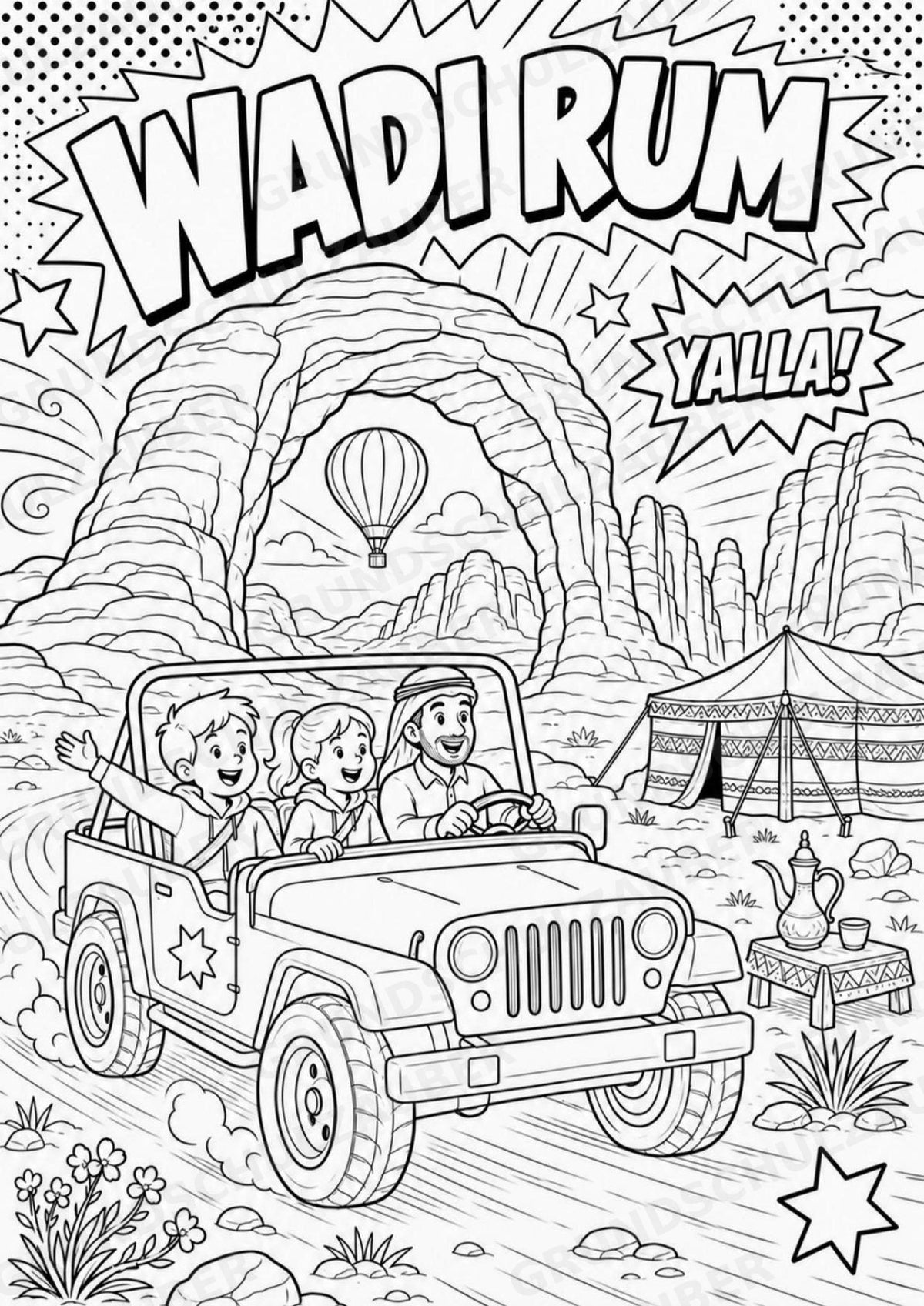 Jordanien POP Art Ausmalbilder 15 Malvorlagen – Materialseite 3