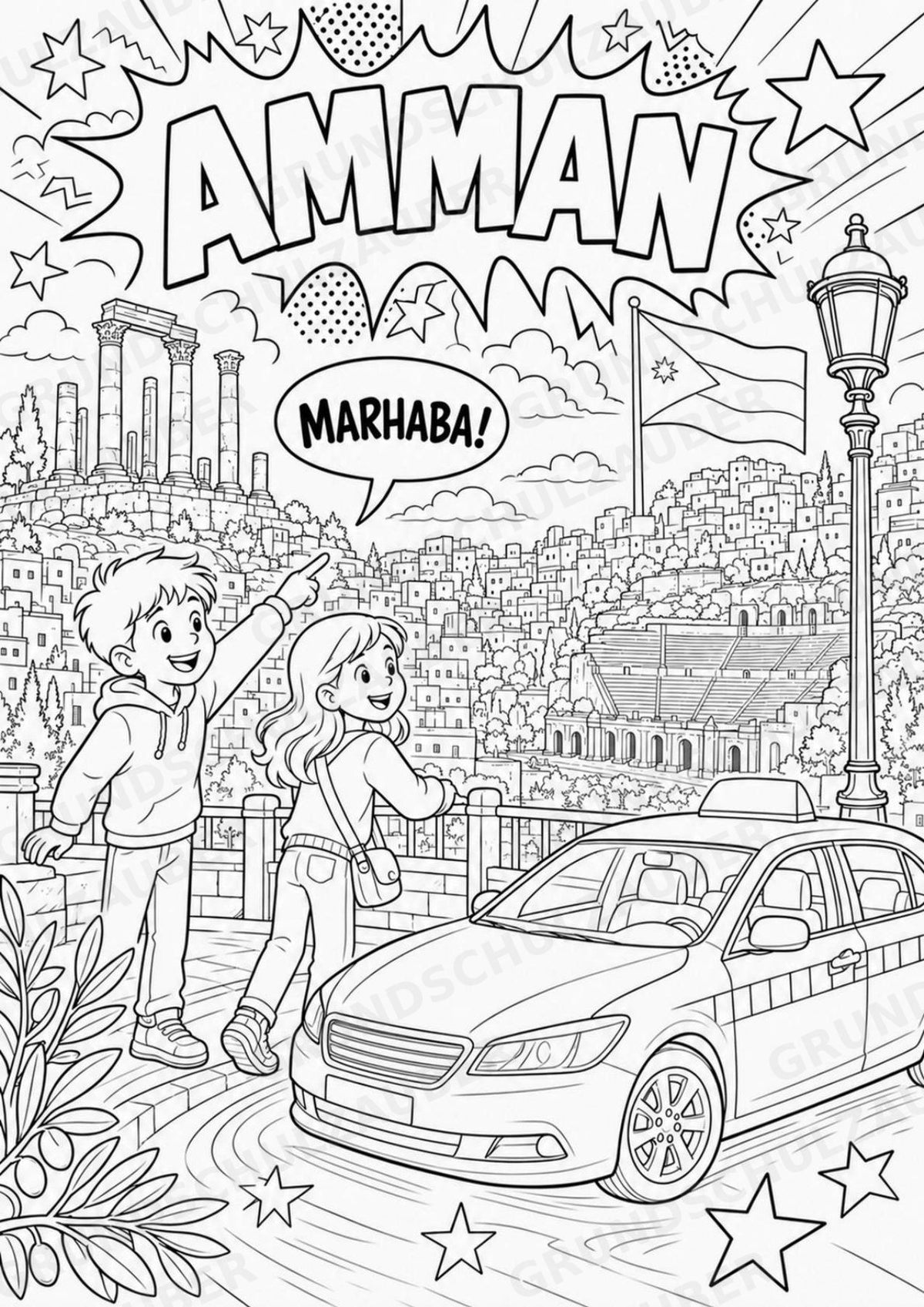 Jordanien POP Art Ausmalbilder 15 Malvorlagen – Materialseite 5