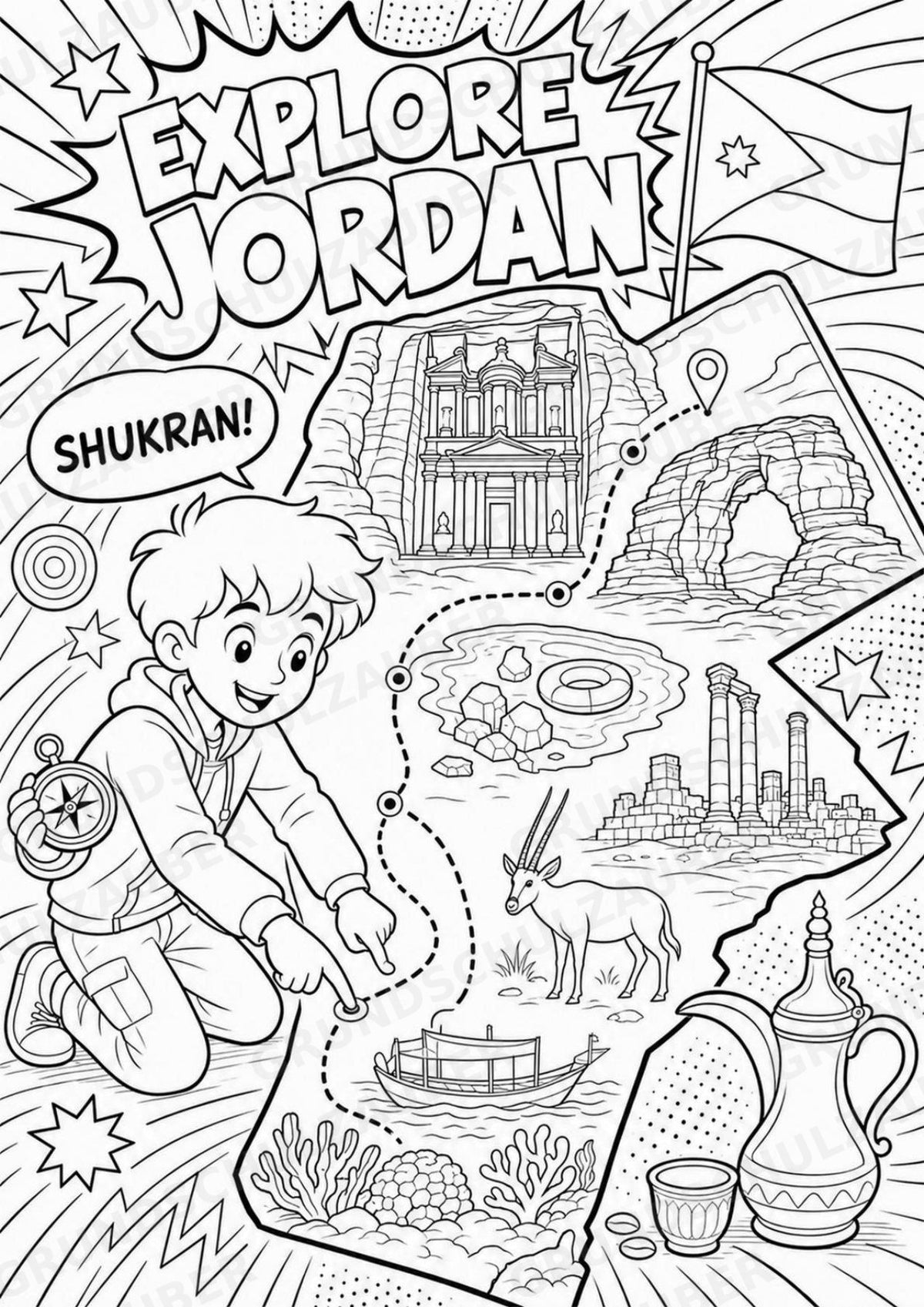 Jordanien POP Art Ausmalbilder 15 Malvorlagen – Materialseite 16