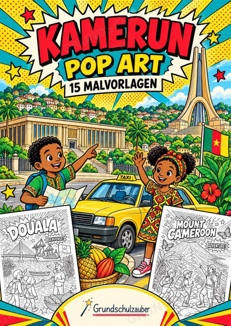Kamerun POP Art Ausmalbilder 15 Malvorlagen – Cover