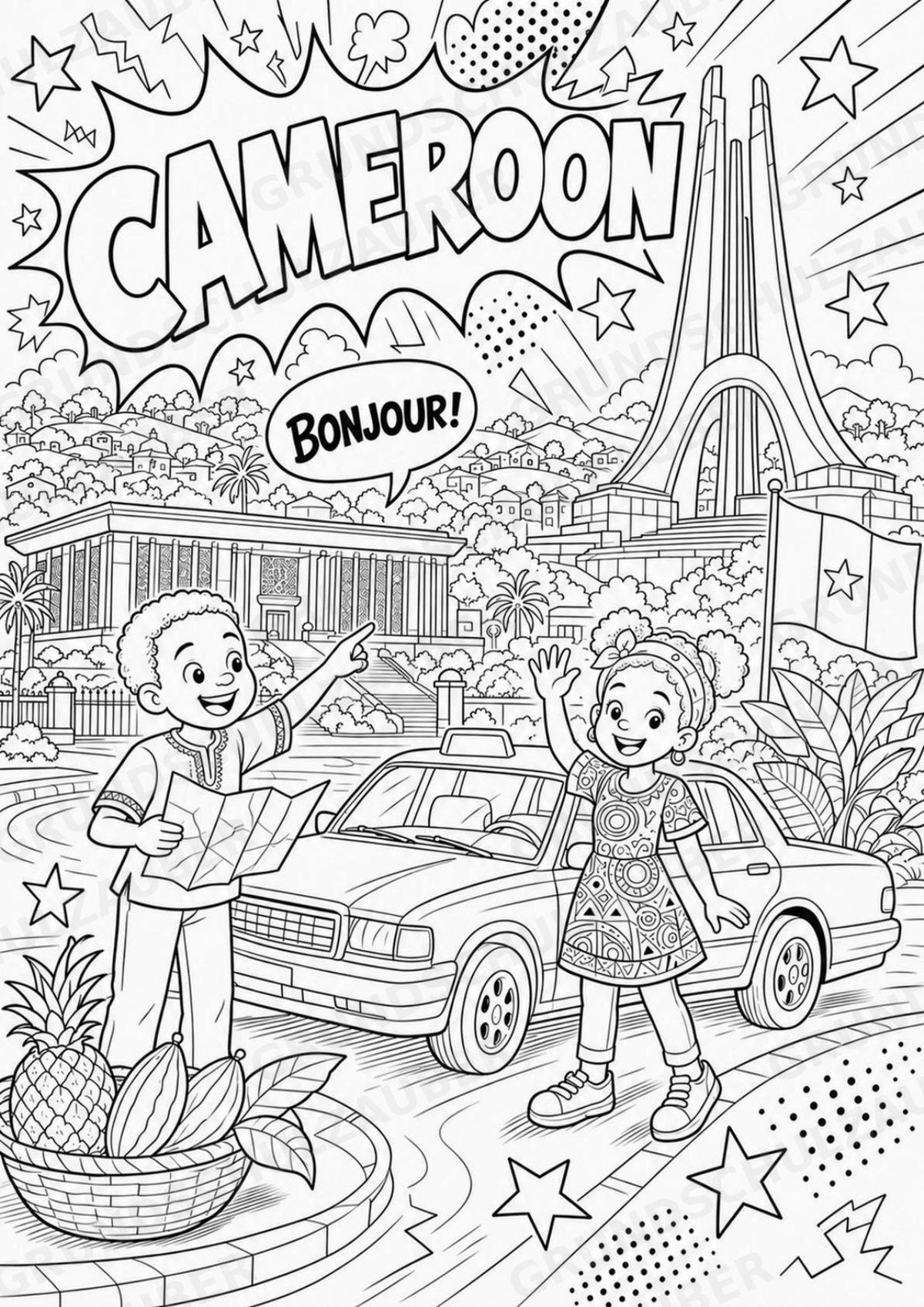 Kamerun POP Art Ausmalbilder 15 Malvorlagen – Materialseite 2