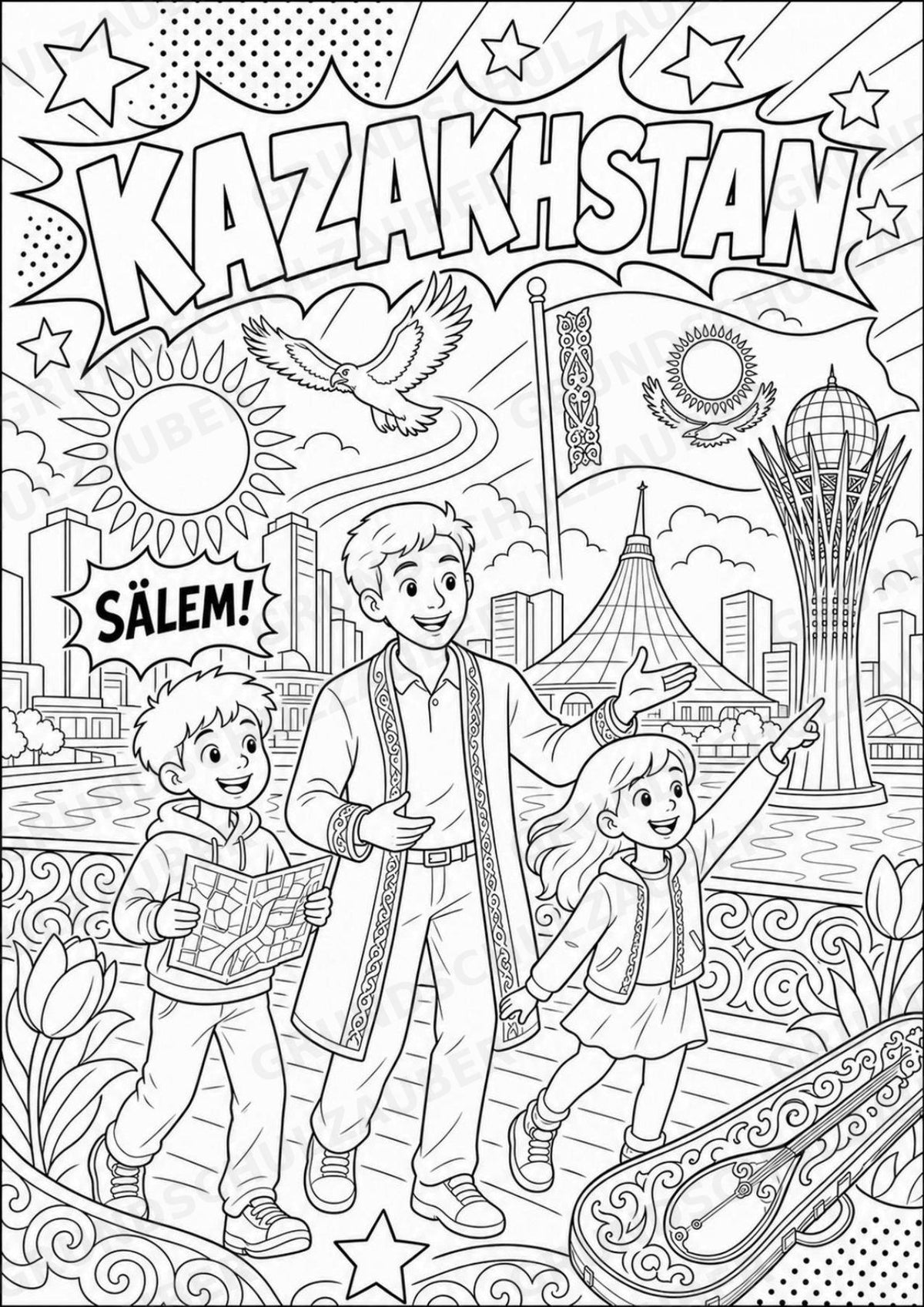 Kasachstan POP Art Ausmalbilder 15 Malvorlagen – Materialseite 2